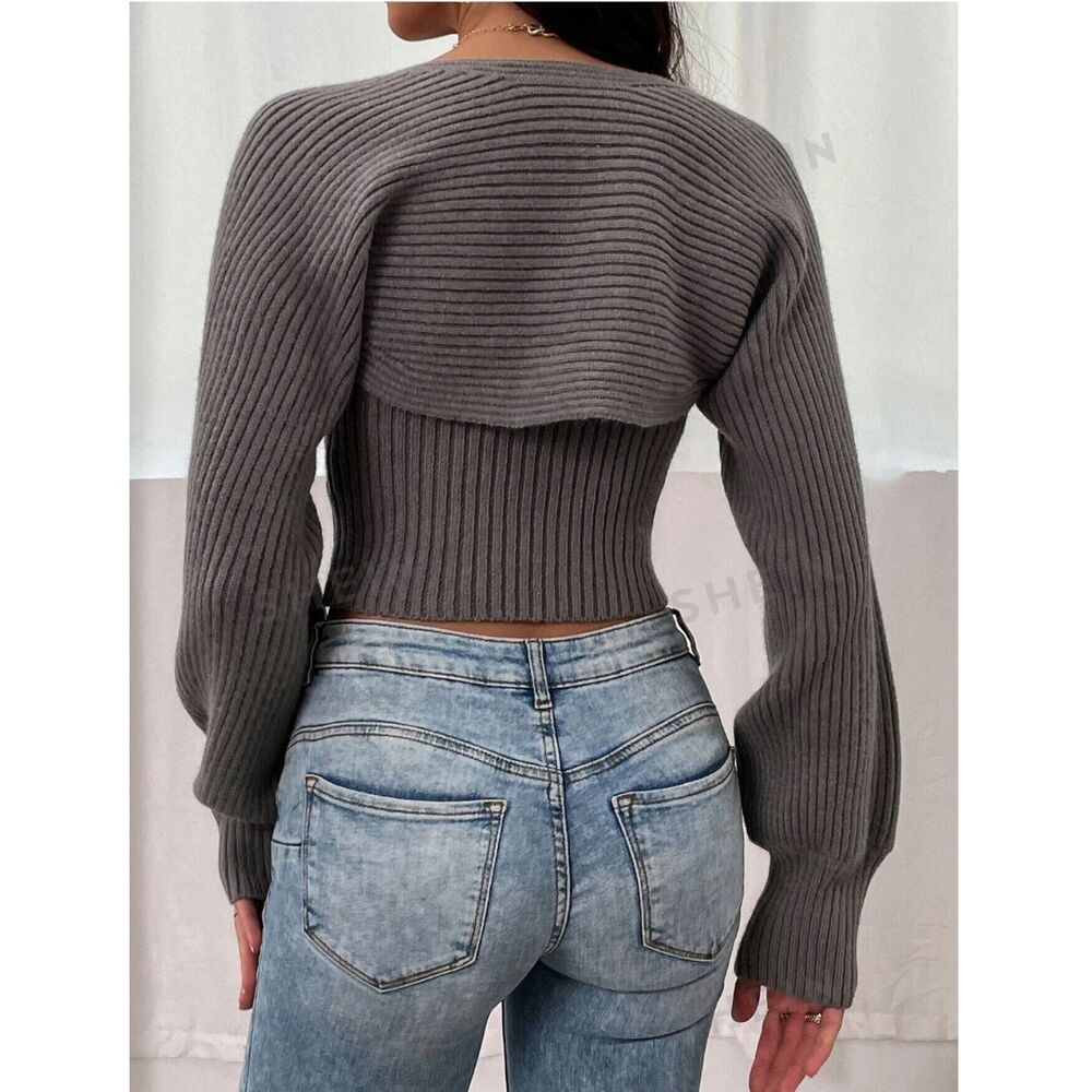 Sweater Two Piece Set Sweater Bustier Top NEW - Picture 5 of 5